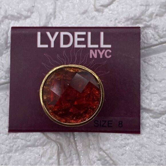 Lydell NYC Ruby Red Faceted Gold Tone Statement Ring Fashion Jewelry Women Sz 8 - Picture 4 of 6